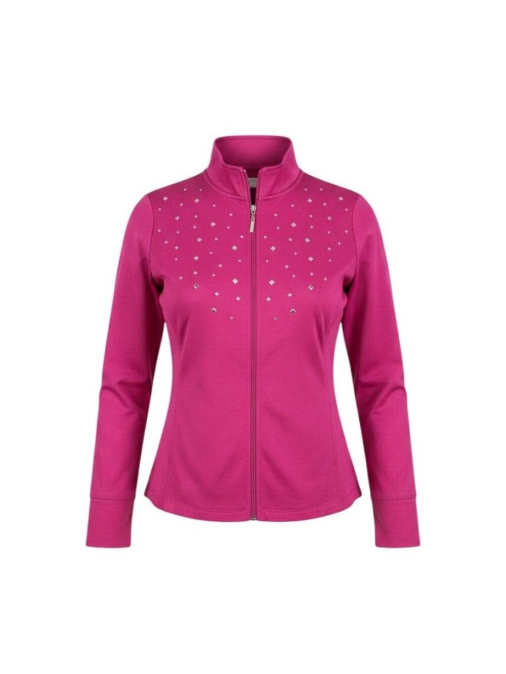 Allison Daley Womens Pink Embellished Studded Long Sleeve Zip Jacket M